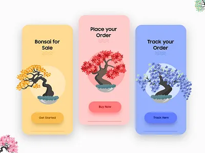 Bonsai Walkthrough Illustrations UI bonasimobileapp bonsai bonsaitree branding colorful concept convrtx design dubaidesigner illustration mobile app mobile design mobile ui typography ui uiux uiuxdesign walkthrough