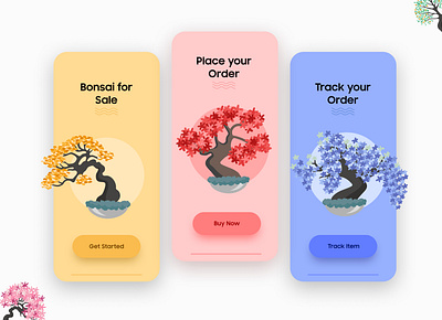 Bonsai Walkthrough Illustrations UI bonasimobileapp bonsai bonsaitree branding colorful concept convrtx design dubaidesigner illustration mobile app mobile design mobile ui typography ui uiux uiuxdesign walkthrough