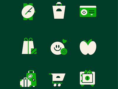 Instacart Icons apple cart design flat grocery icons illustration savings