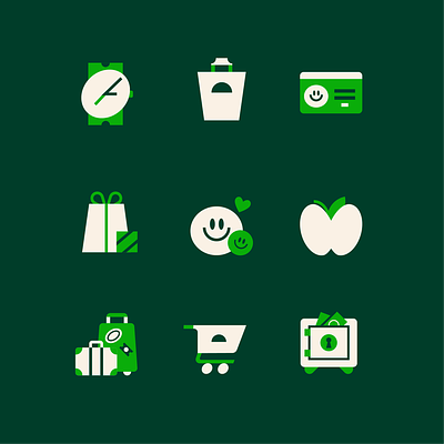 Instacart Icons apple cart design flat grocery icons illustration savings