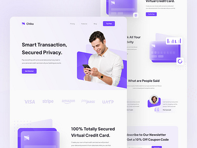 Chika - Smart Banking Landing Page banking banking app clean design finance header icon interface landing landing page minimal simple smart smart bank ui ui design uiux ux web website