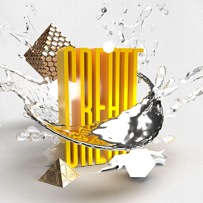 CREATE 3d 3d art adobe dimension graphicdesign orange yellow