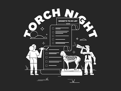 Torch Night Shirt checklist dog illustration knoxville man moon night scroll spirit tennessee tn type woman