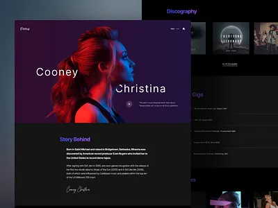 Musician Landing Page design discography gigs music musician personal singer web web design