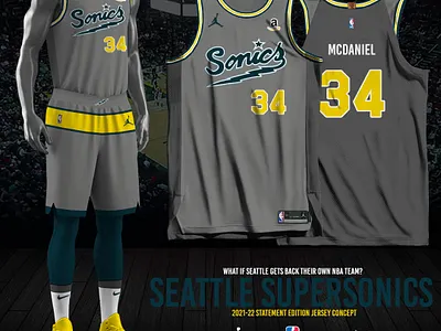 Seattle Supersonics - 2021-22 Statement Edition fan made jersey design nba seattle supersonics statement edition