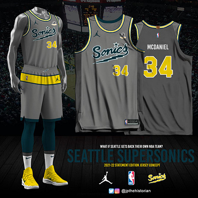 Seattle Supersonics - 2021-22 Statement Edition fan made jersey design nba seattle supersonics statement edition