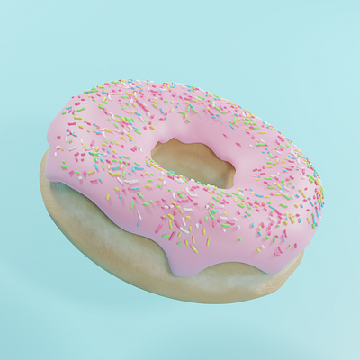 Donut. 3d art bagel blender blender3d design illustration pink simpson