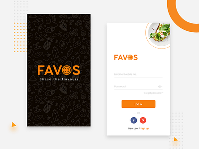 Favos Food App: Splash/Login android app ui app ui food app ui food delivery app ios app ui login screen login ui mobile app ui mockup splash ui ui ui design ux