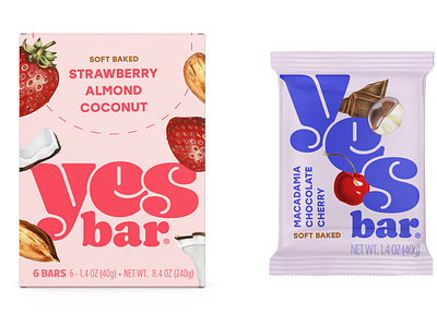 Yes Bar bar cherry chocolate packaging protein strawberry typography yes
