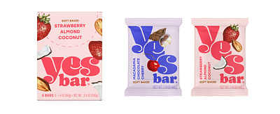 Yes Bar bar cherry chocolate packaging protein strawberry typography yes