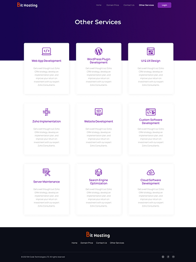 Bit Hosting Other Services Page Design bit apps bit code design domain name domain page domainhosting hosting hosting service illustration service design services services page ui