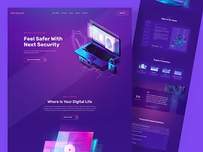 Next Security - Landing Page animation branding clean design digital agency digital security illustration landing page minimal najmul popular shot security landing typogaphy typography visual design web design website website design