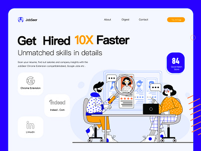 Web Redesigned About JobSeer Optional I hired illustration job landing page design landing page ui recruitment ui web design web ui