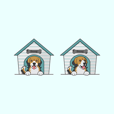 Cartoon Dog Kennel animal logo australian shepherd mix cartoon logo corgi mix dog fostering dog home dog kennel dog logo doggy fostering logo happy dog illustration logo logo design mascot logo pet logo pet shop logo pet store logo puppy