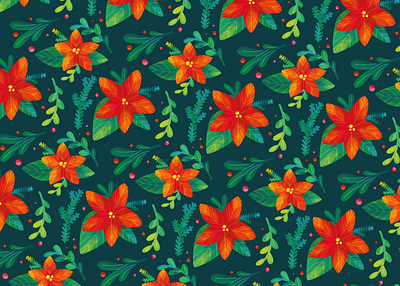 Christmas Poinsettia Pattern adobe fresco christmas illustration pattern pattern design pattern designer poinsettia