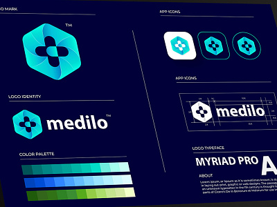 medilo - medicine logo style guide app icon brand identity brand logo design gradiant logo limonh logo logo design medical app medical care medical logo medicine medilo modern logo pharma pharmacist pharmacy professional logo tablet tablet logo