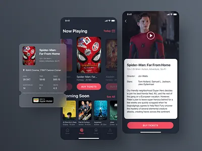 Movie Theater App app app design application cinema concept glassmorphism mobile mobile app mobile ui movie movie theater ui ui design