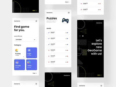 Geo Game/Mind Game - UI Concept app app design apps arcade concept game game app game ui games logic mobile app design onboard online game puzzle tetris trendy ui user experience user interface ux