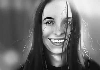 Woman portrait made on photo blur digital illustration digital painting digitalart eyes face hair identity illustration minimal photo portrait procreate product profile smile style ui ux woman