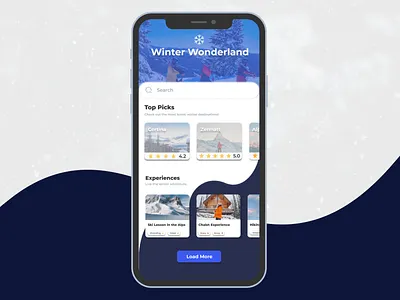 Ski Mobile App Concept creative destinations experiences minimal mobile app realism ski travel trending ui ux design winter