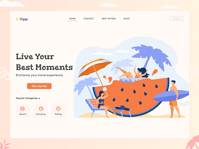 Tripgo Travel Landing Page Concept illustration landing minimal nature travel trip ui ux vacation website website design