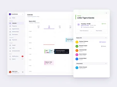 SaaS Calendar UI calendar event flat minimal saas