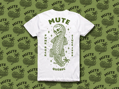 MUTE / Crocodeal - t-shirt design branding crocodile icon illustration logo merch merchandising merchdesign mute palmtree print print design printing punkrock québec skull tattoo tshirt tshirtdesign vector