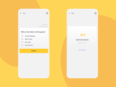 Quiz App for Students app button component design engineering material mobile questionarie quiz ui ux