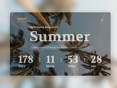 Daily UI Design #014 · Countdown Timer art countdown countdown timer daily ui dailyui dailyuichallenge design design art designer designs desktop graphic graphicdesign summer summertime time ui ui design uidesign webdesign