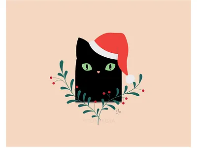 Meowy Christmas! adobe illustrator cat christmas christmas card digital art digital illustration illustration vector