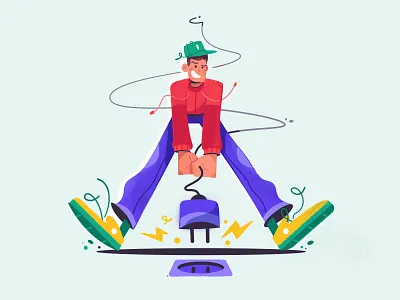 Offline 2d art cartoon character character design flat illustration off offline people procreate vector