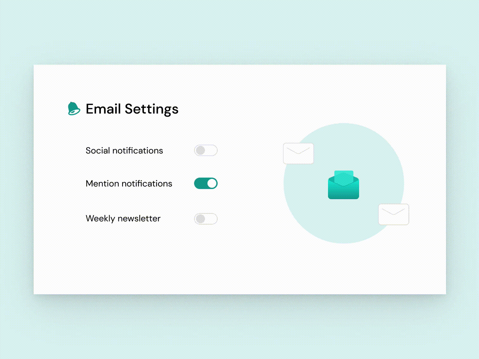 Email Settings - Interaction app components design microinteraction toggle toggle switch ui ui elements uiux ux webdesign