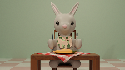 A Rabbit's Tea Time 3d 3d art 3d artist 3d modeling 3d sculpture blender bunny character character design character designer cycles render digital art modeling rabbit sculpture