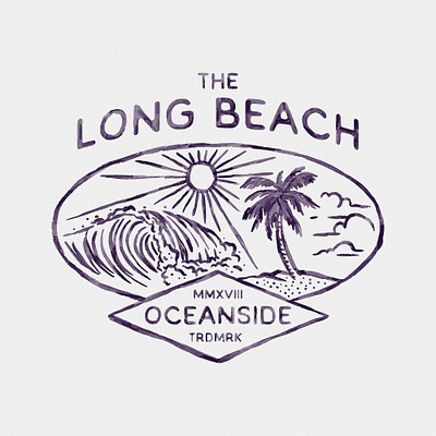 Long Beach badge design badges branding handdrawn illustration t shirt design vintage vintage badge vintage design watercolor