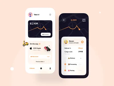 Delivery app app design concept concept art delivery delivery app design map ui minimal mobile online delivery post postman ui uidesign uiux ux vector