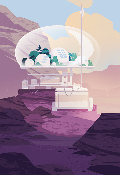 Space colony colony exploration illustration landscape other planet space travel