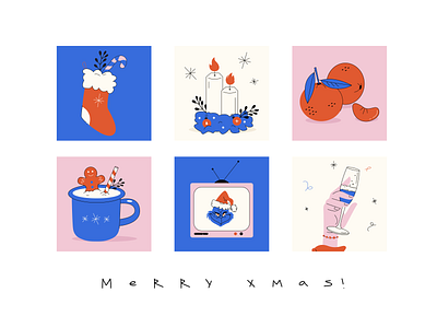 Xmas Postcard art flat illustration merry christmas minimal postcard vector xmas card