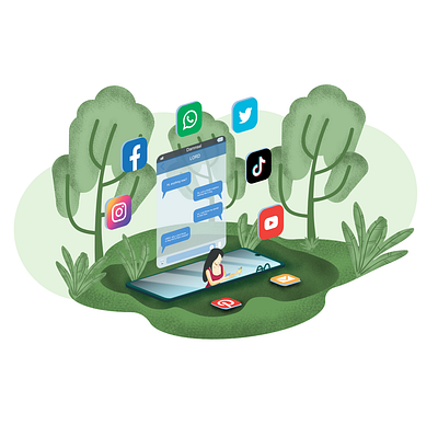 flat ilustration social media at relax time illustration isometric art isometric illustration ui vector
