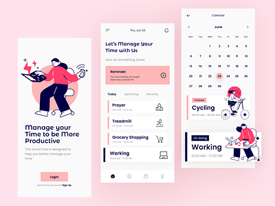 Time Management App app branding design app graphic design illustration management task time management ui