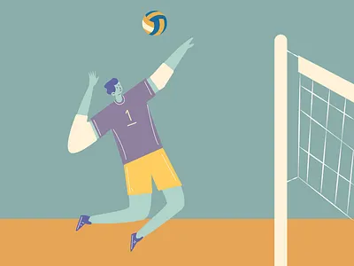 🏐 Power Spike – Dynamic Volleyball Illustration creative design design digital art dribbble shot game on graphic design illustration modern illustration motion graphics pastel colors sport