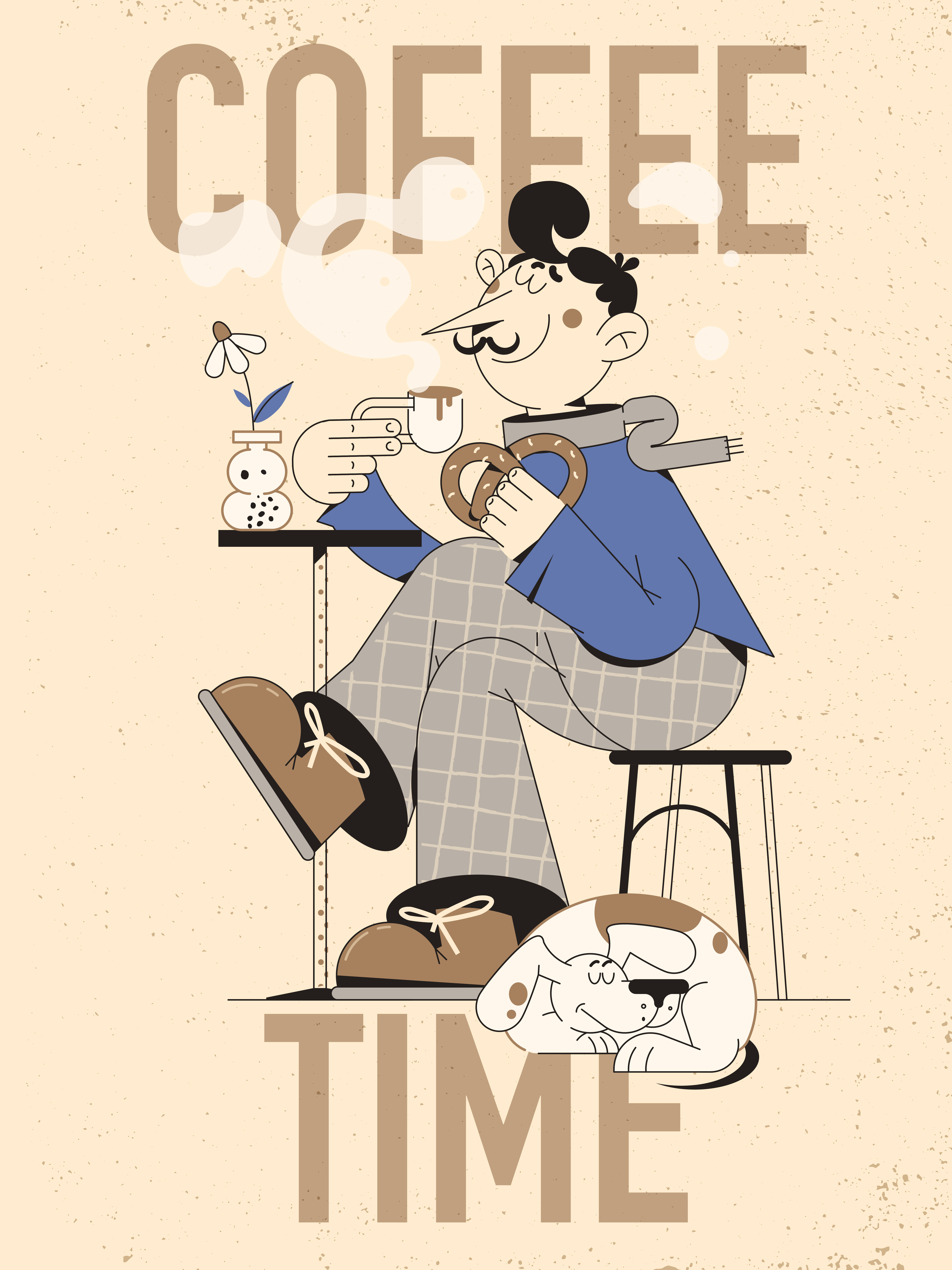 Coffee Time cafe character design coffee lover coffee man coffee time