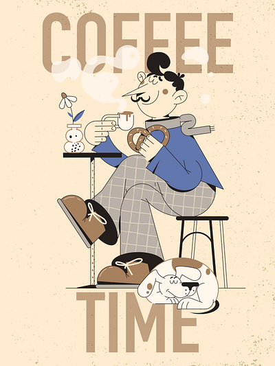 Coffee Time cafe character design coffee lover coffee man coffee time