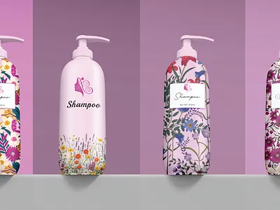Shampoo Packaging Designs - Floral Collection label