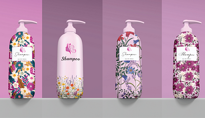 Shampoo Packaging Designs - Floral Collection label