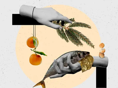 Domesticate your Christmas christmas christmas card colours digital art digital collage fish illustration illustration art
