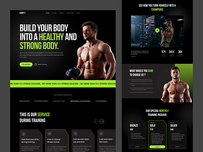 Fitness Landing Page bold design cardio case study coach exercise fitness gym healthy homepage landing page myscle personal trainer sport trainer training ui uiux web design website workout