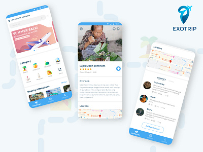 Exotrip app - Your travel assistance design thinking mobile app mobile app design travel app uiux ux design