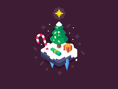 Merry Christmas candy cane christmas christmas tree design holiday illustration isometric landscape presents season snow winter