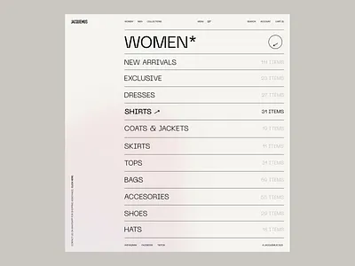 Jacquemus© brand identity brand identity design category clothing design e commerce fashion grid interaction landing page minimal minimalism shop store ui ux web web design website women
