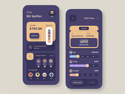 Bill Splitter App app interface minimal mobile mobile app mobile apps mobile ui mobileapp mobileappdesign ui ui design uiux ux ux ui design